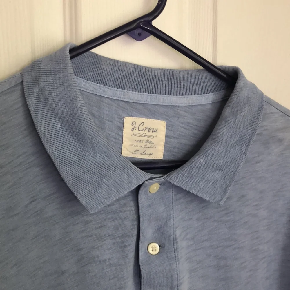 J Crew light blue short sleeve polo shirt size XL 100% Cotton lightweight preppy